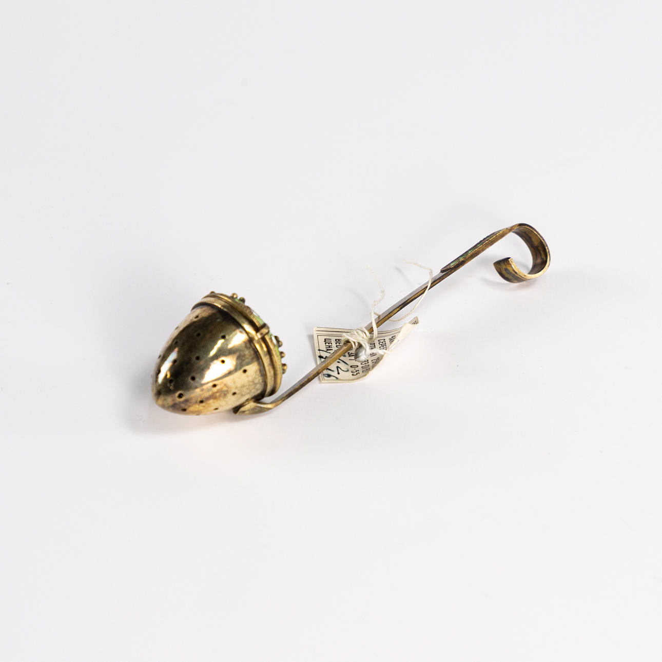 TEA STRAINER, silver and enamel, Russia.