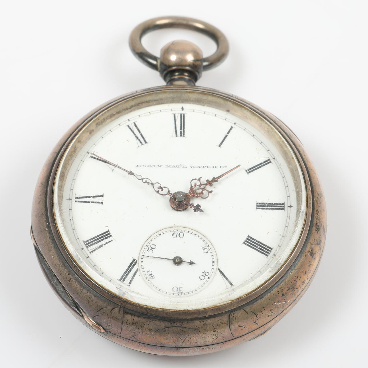 A pocket watch, s. k. Keychain, Elgin, silver.