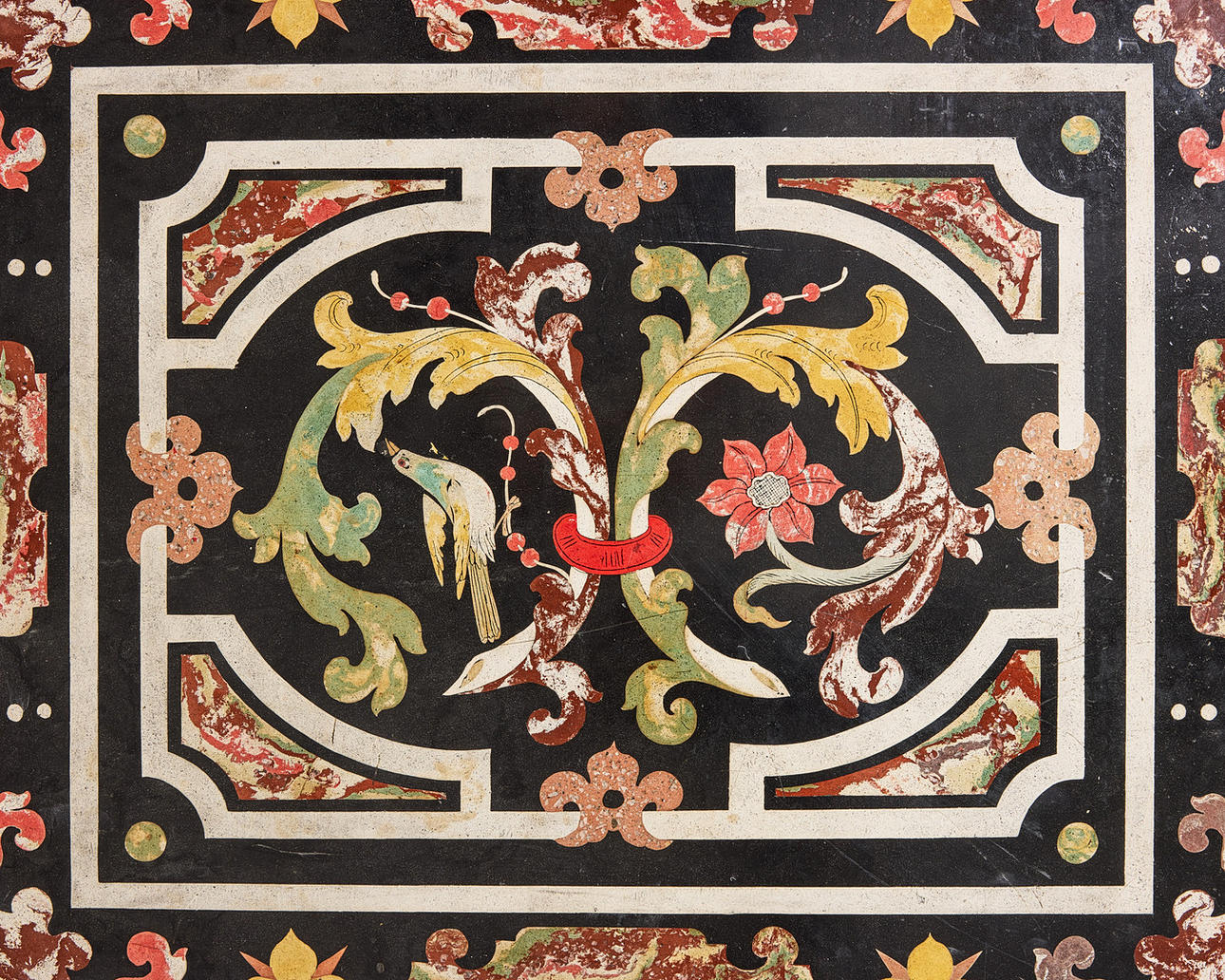 SCAGLIOLA, probably Italy 18th century, table top, inlaid with