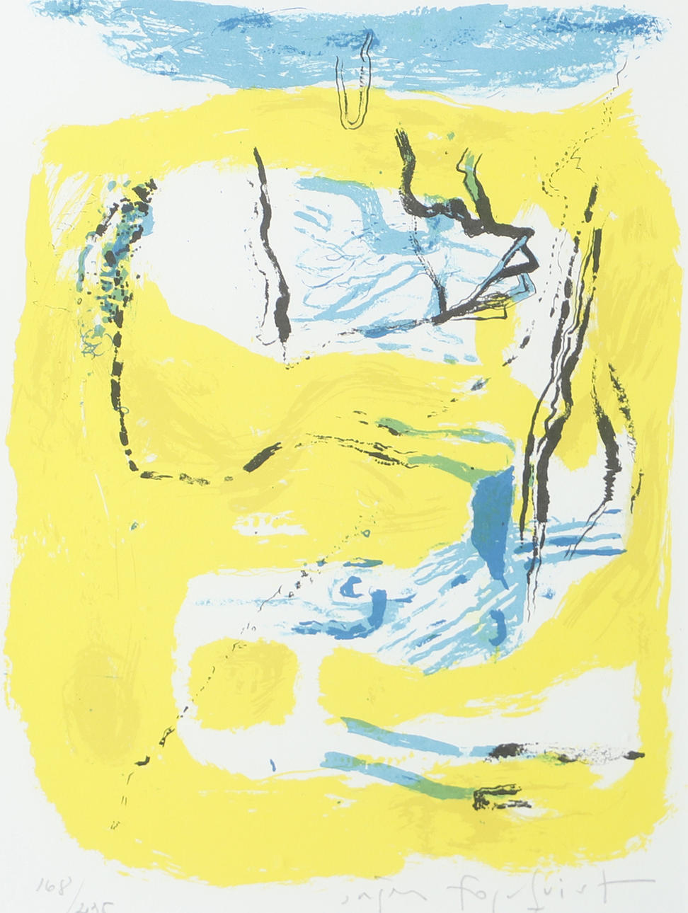 JÖRGEN FOGELQUIST. Composition, lithograph in colours, signed.