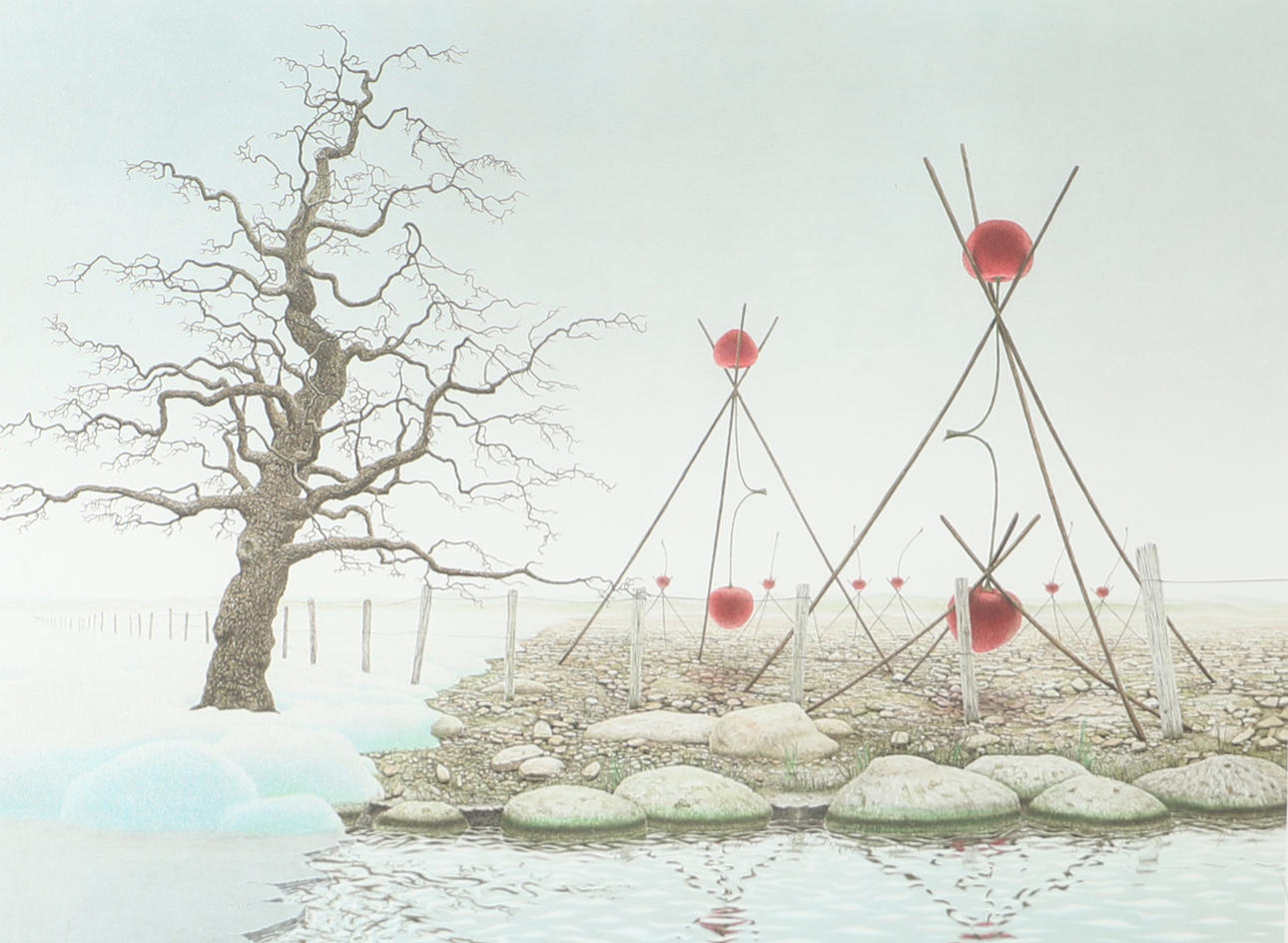 SVEN  LINGARDSZ. “Gränsland”, hand coloured lithograph, signed.