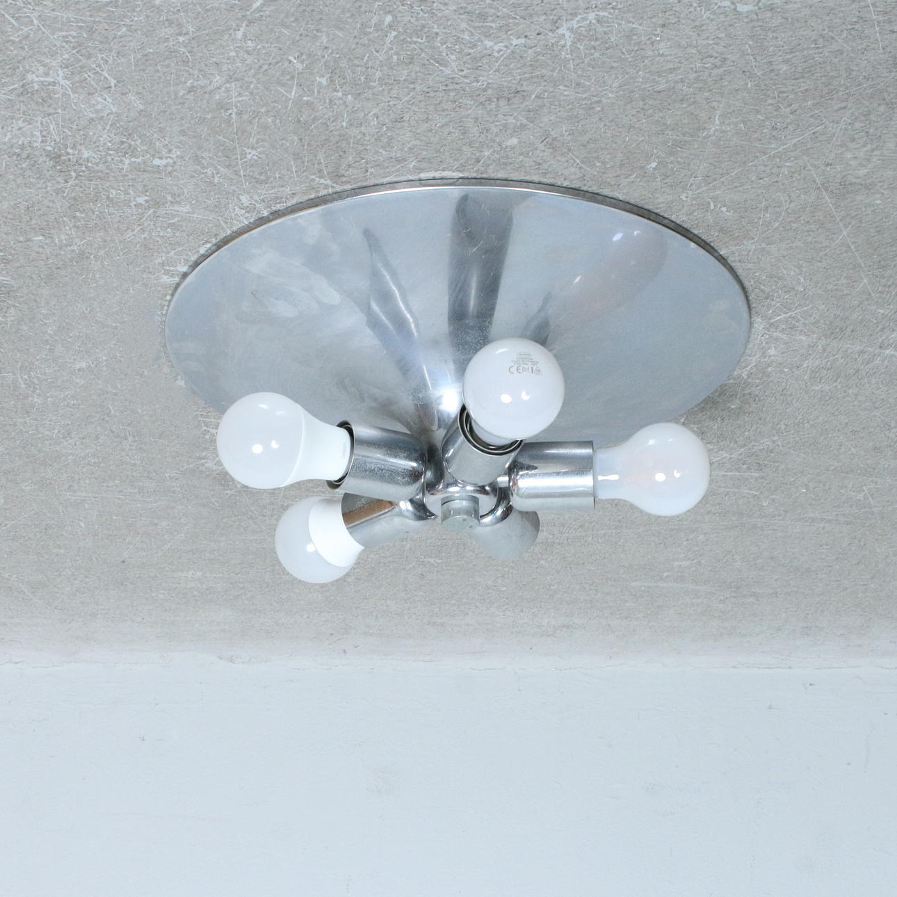 Space Age ceiling light, Hustadt Leuchten/Attributed to Gaetano Sciolari, chromed metal, 5 sockets.