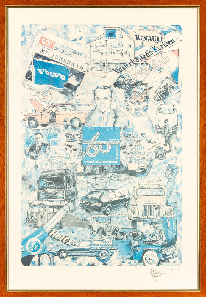 OIDENTIFIERAD KONSTNÄR. offset print, “Umeå bilkompani” signed, numbered 90/250, 1990s.