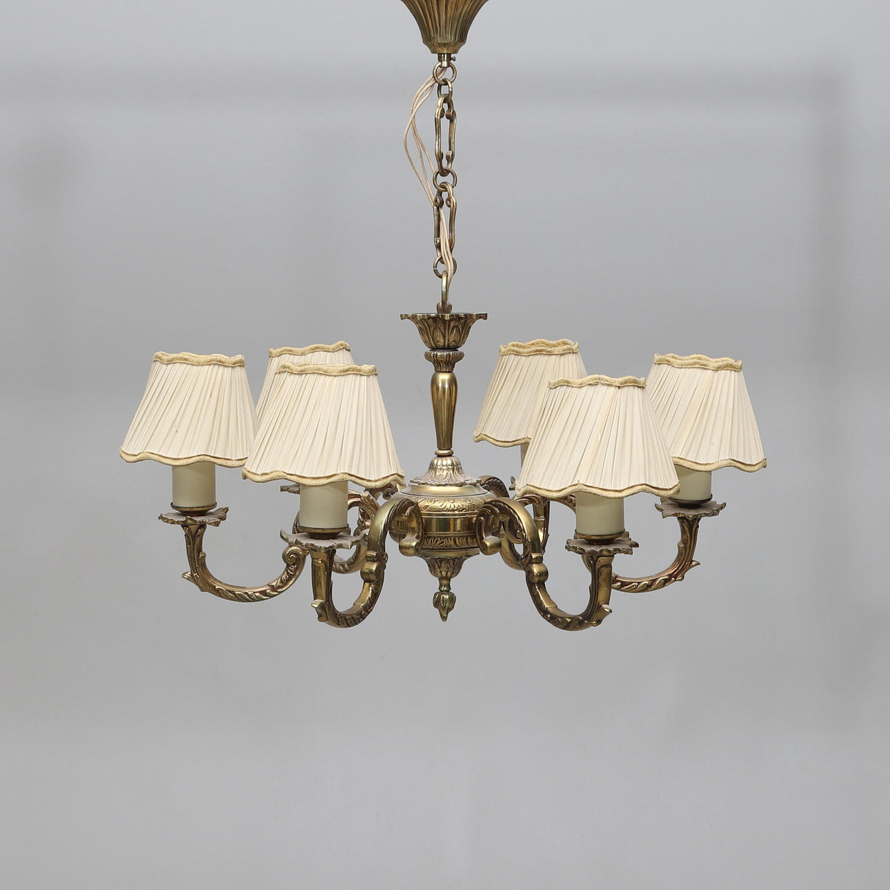 TAKLAMPA, mässing, 1900-tal.