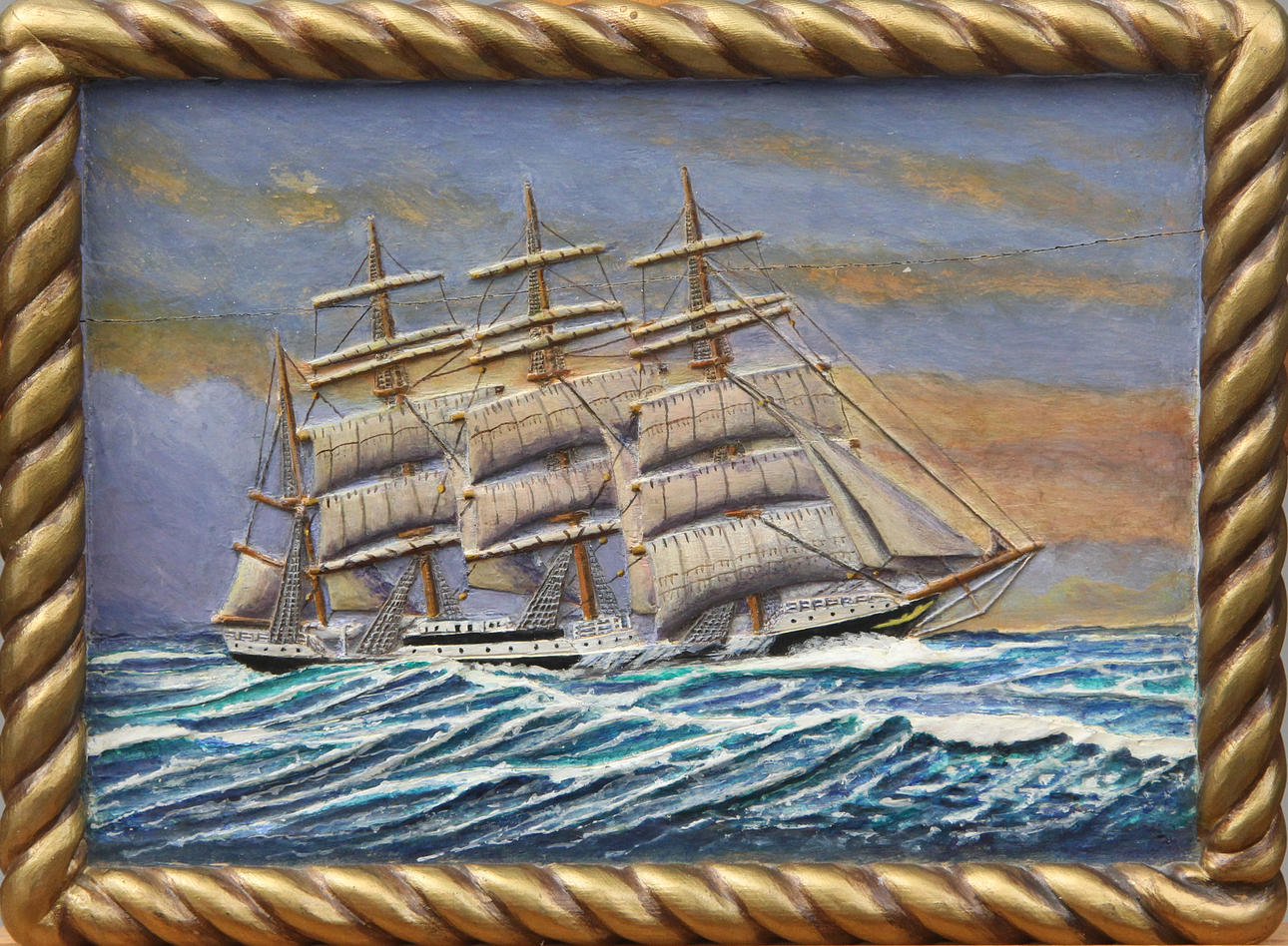 OLJA, på trärelief, skeppsmotiv.