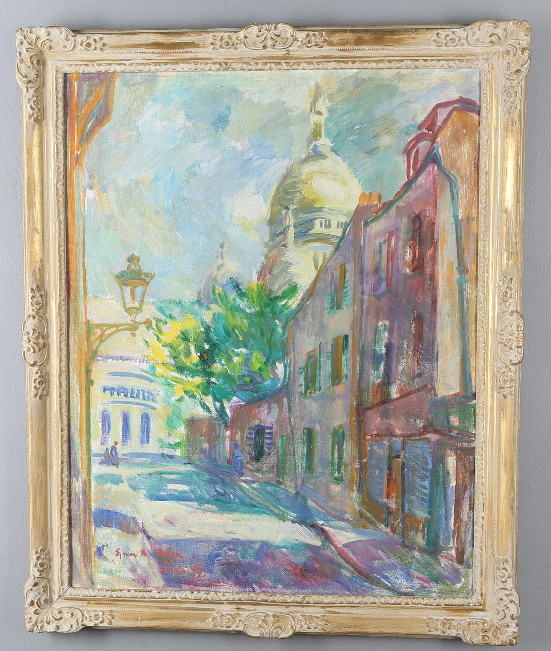 EINAR ROEPSTORFF KRAGH. Stadsmotiv, olja på duk, signerad Paris -47.