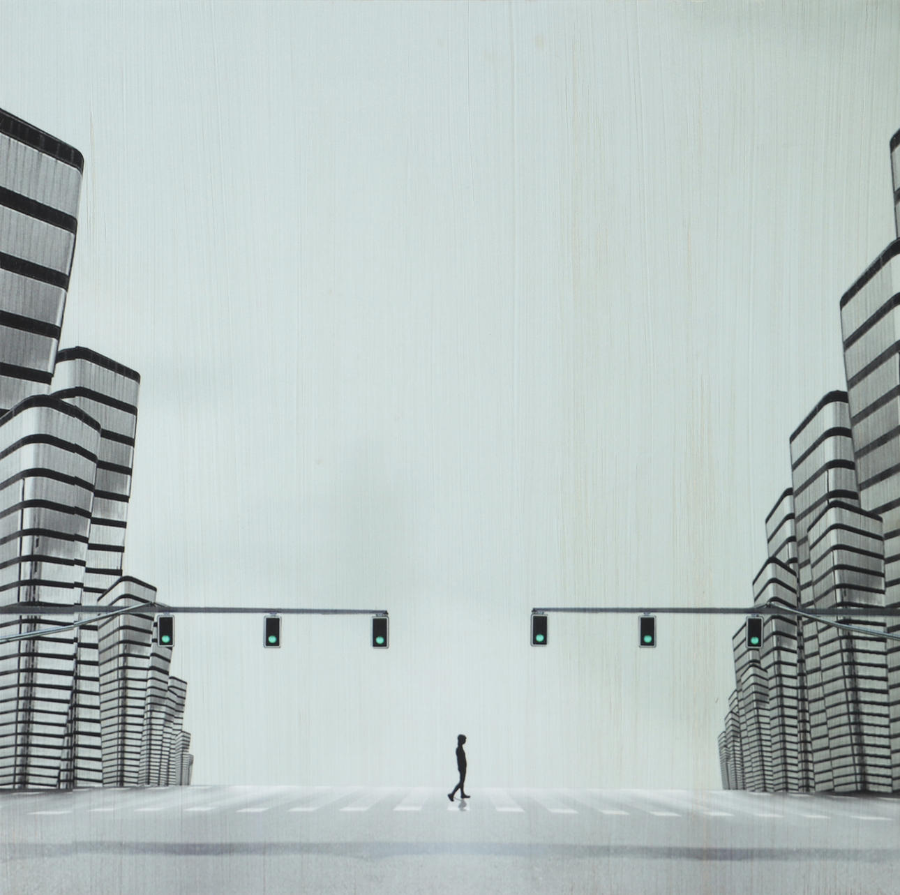 OIDENTIFIERAD KONSTNÄR. Pedestrian crossing, print on plastic.