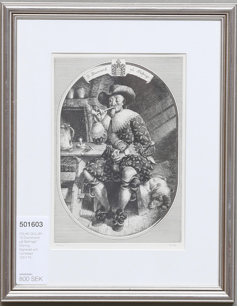 FOLKE GULLBY. "D Drummond på Slefringe". Etsning. Signerad och numrerad 102/115.