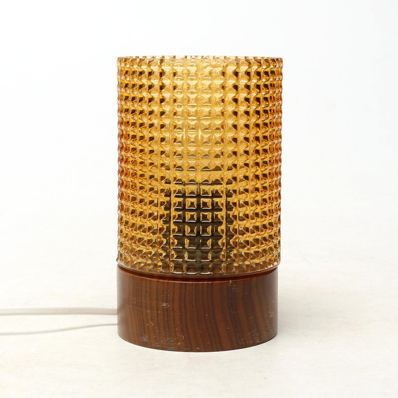 TABLE LAMP, glass/teak.