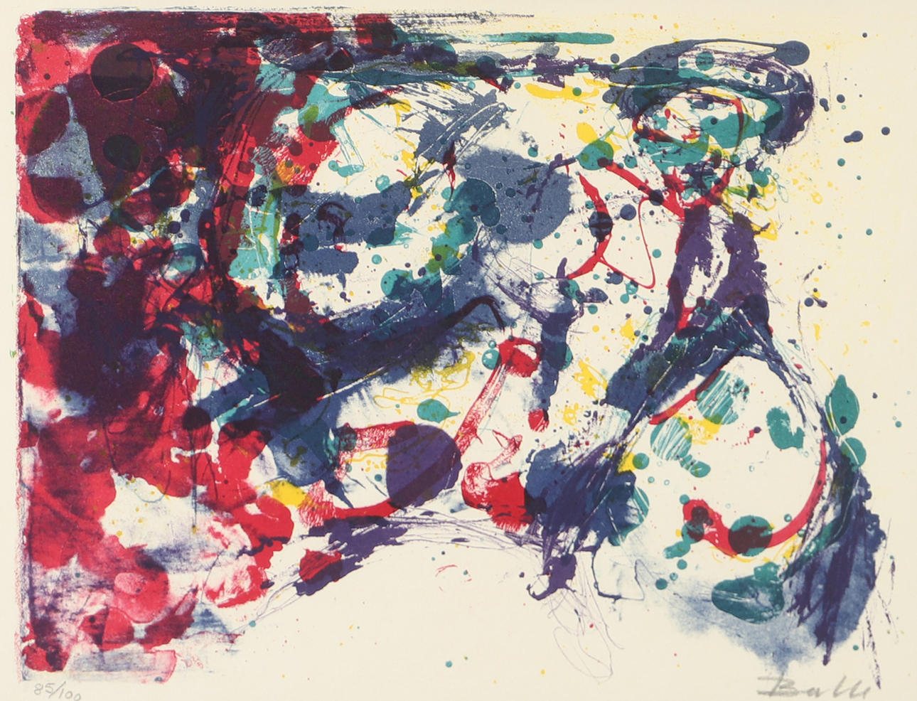 MOGENS BALLE. Composition, lithograph in colours, signed Balle.