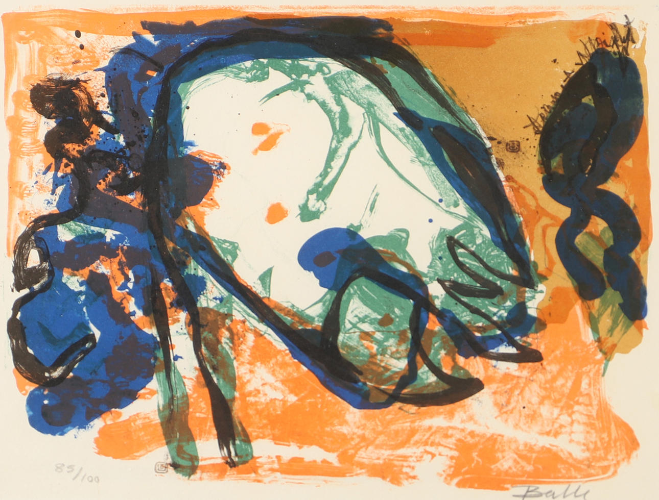 MOGENS BALLE. Composition, lithograph in colours, signed Balle.