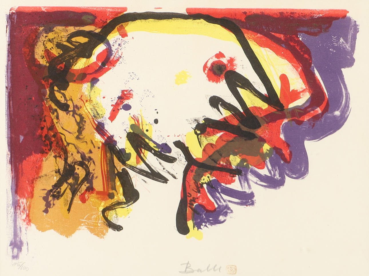 MOGENS BALLE. Composition, lithograph in colours, signed Balle.