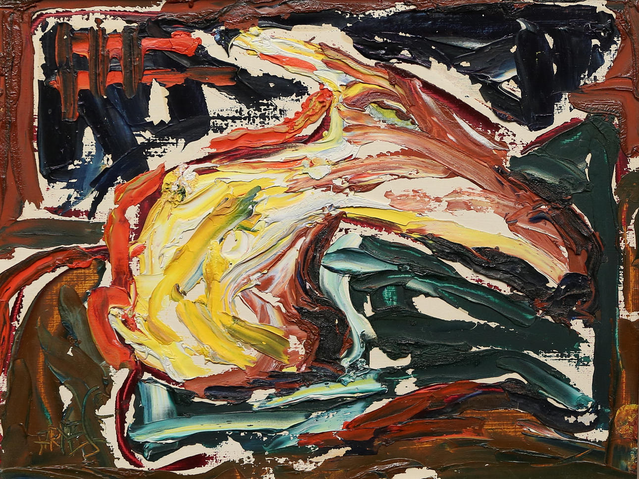 OIDENTIFIERAD KONSTNÄR. mixed media, indistinctly signed.