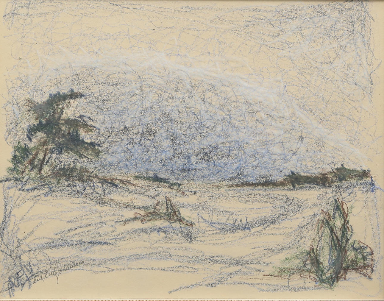 OIDENTIFIERAD KONSTNÄR. chalk, indistinctly signed.