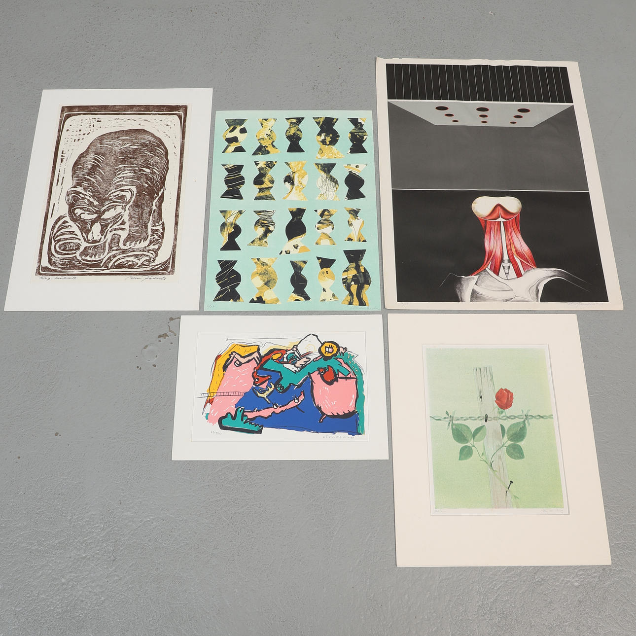 5 graphic prints, including Uno Svensson, signed, numbered.
