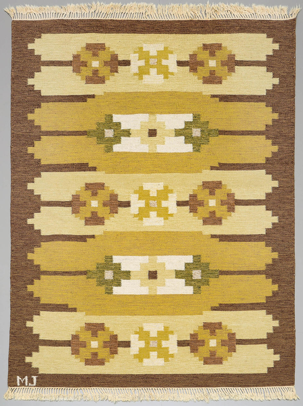 RUG, Röllakan, 243x171 cm, monogram signed MJ.