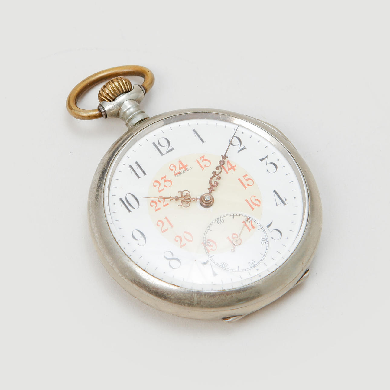 POCKET WATCH, Omega, white metal, approx. 1908.