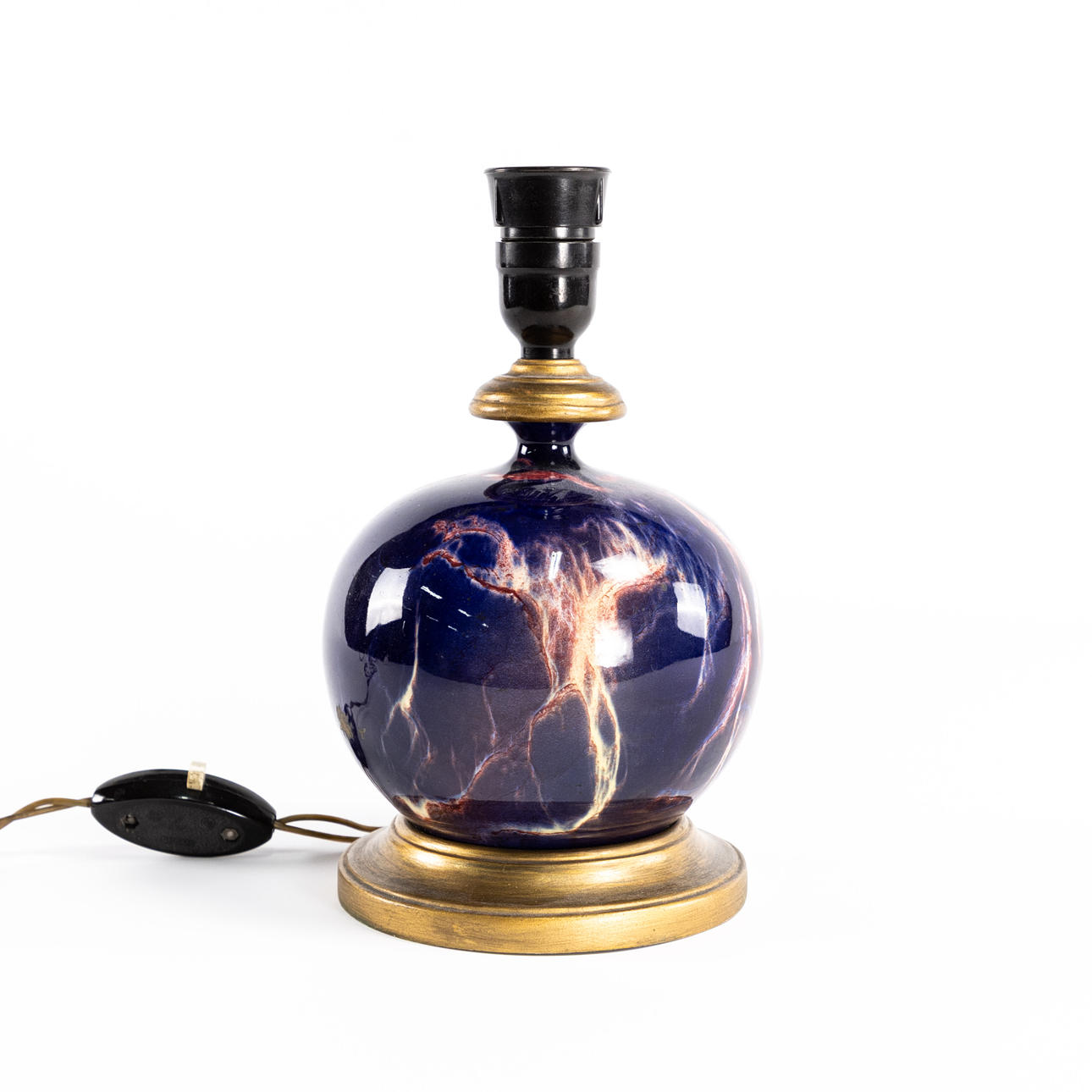 TABLE LAMP, porcelain and wood.