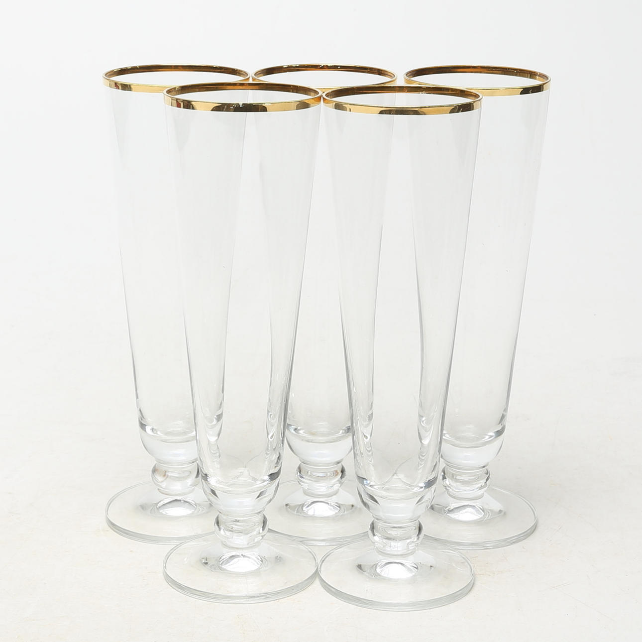 BEER GLASSES, 5 pcs, with gold edge.