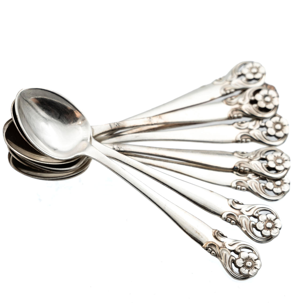 TEASPOONS, 8 pcs, silver, CGH, 20th century.