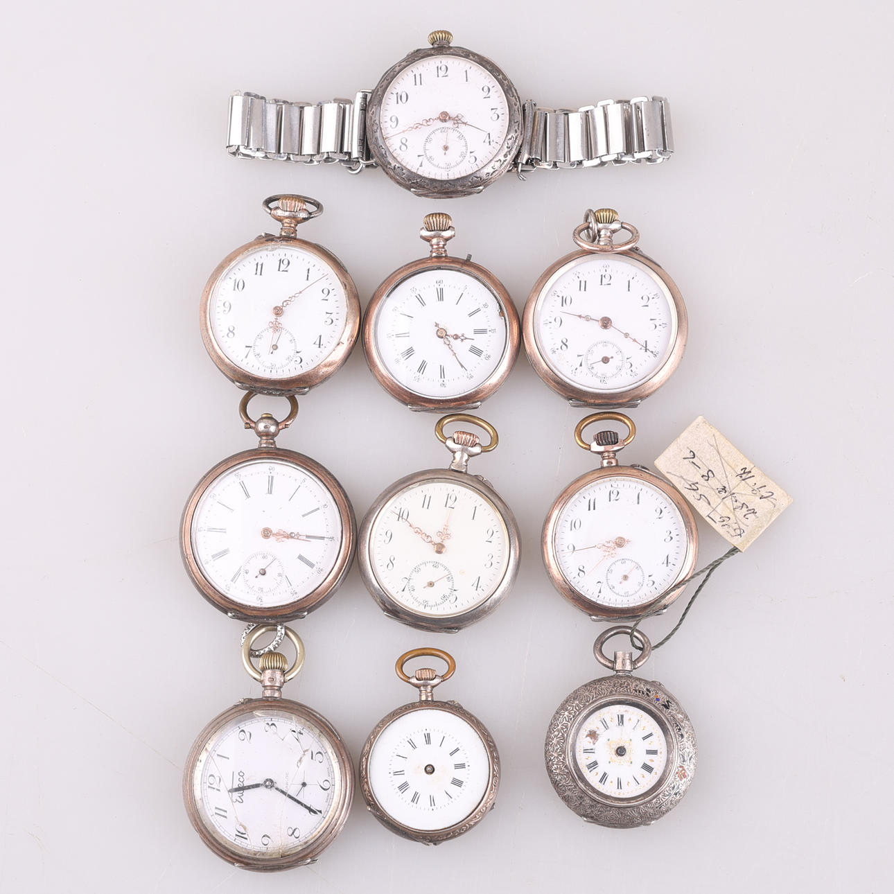 POCKET WATCH, 10 pieces, silver cases.