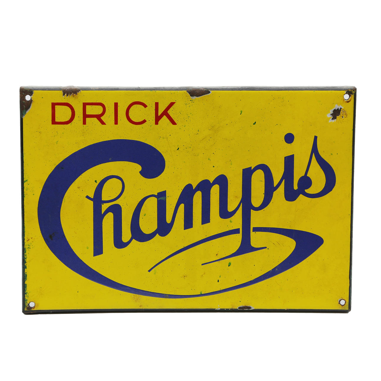 ENAMEL SIGN (34x23cm) “DRINK CHAMPIS”.