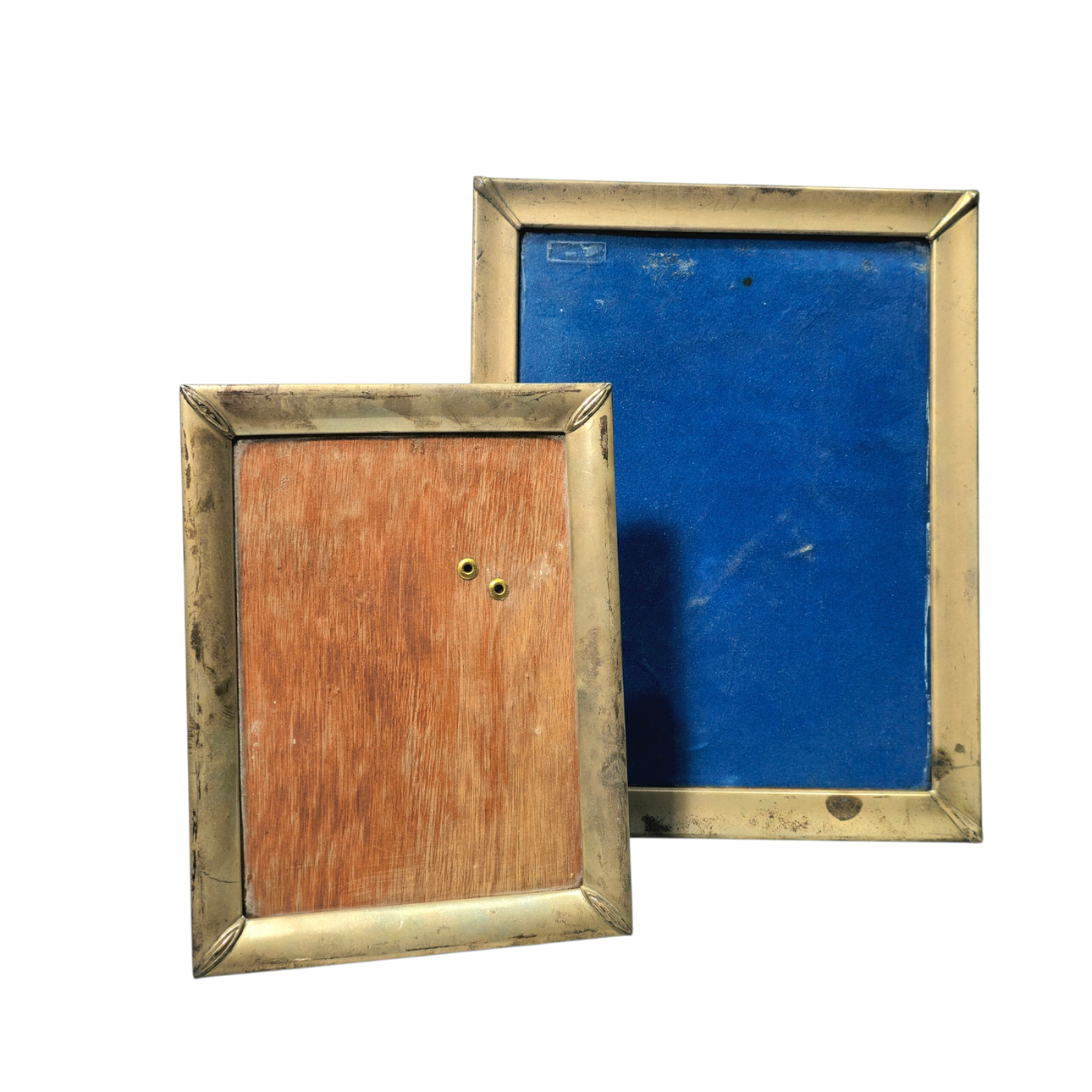 2 silver photo frames.