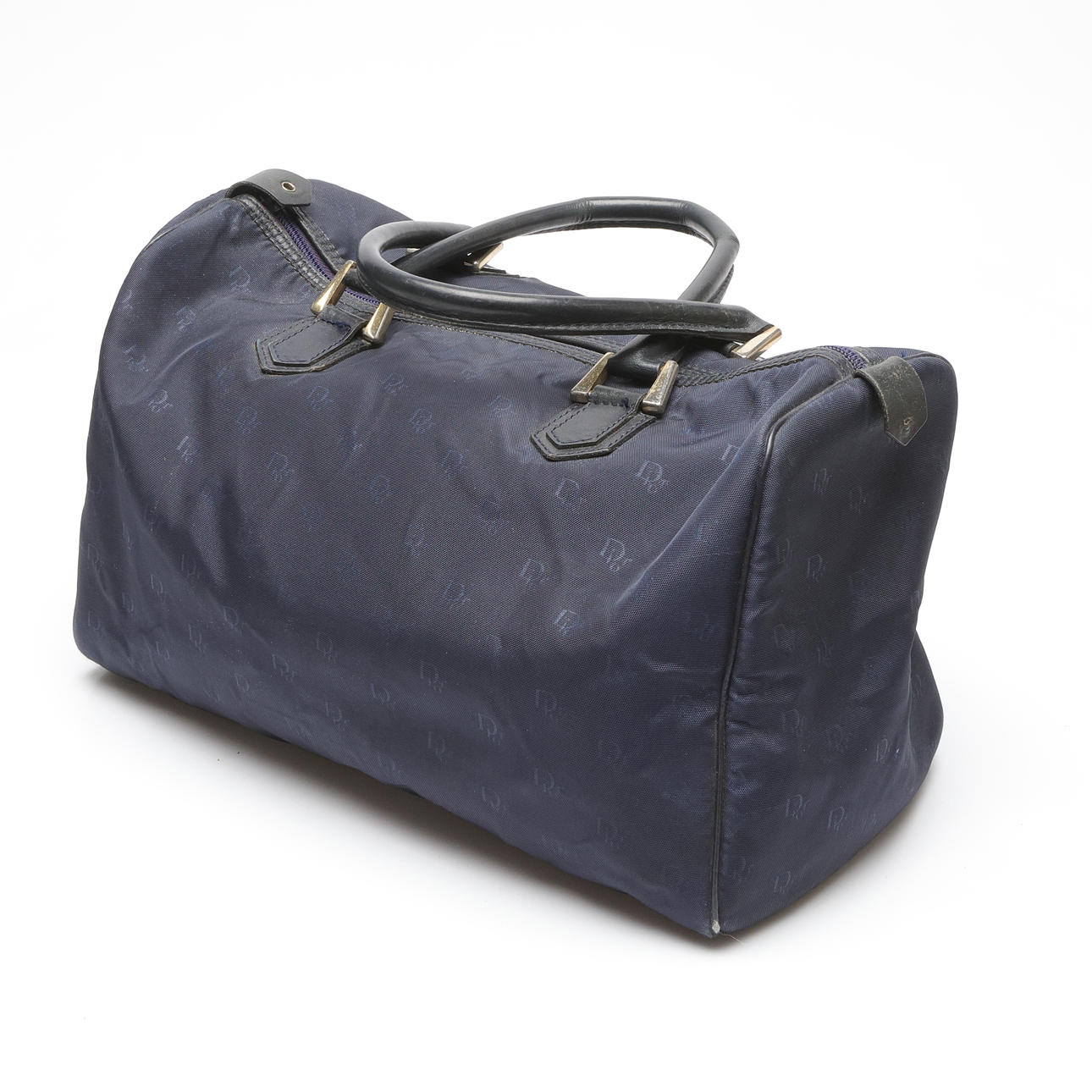 CHRISTIAN DIOR. Bag, Monogram patterned nylon textile and leather 