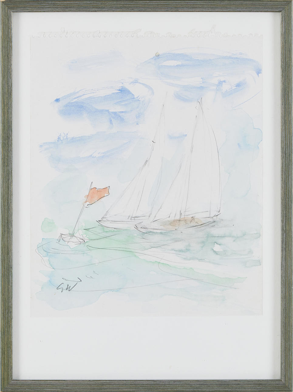 GOSTA WERNER. sails, watercolor, signed.