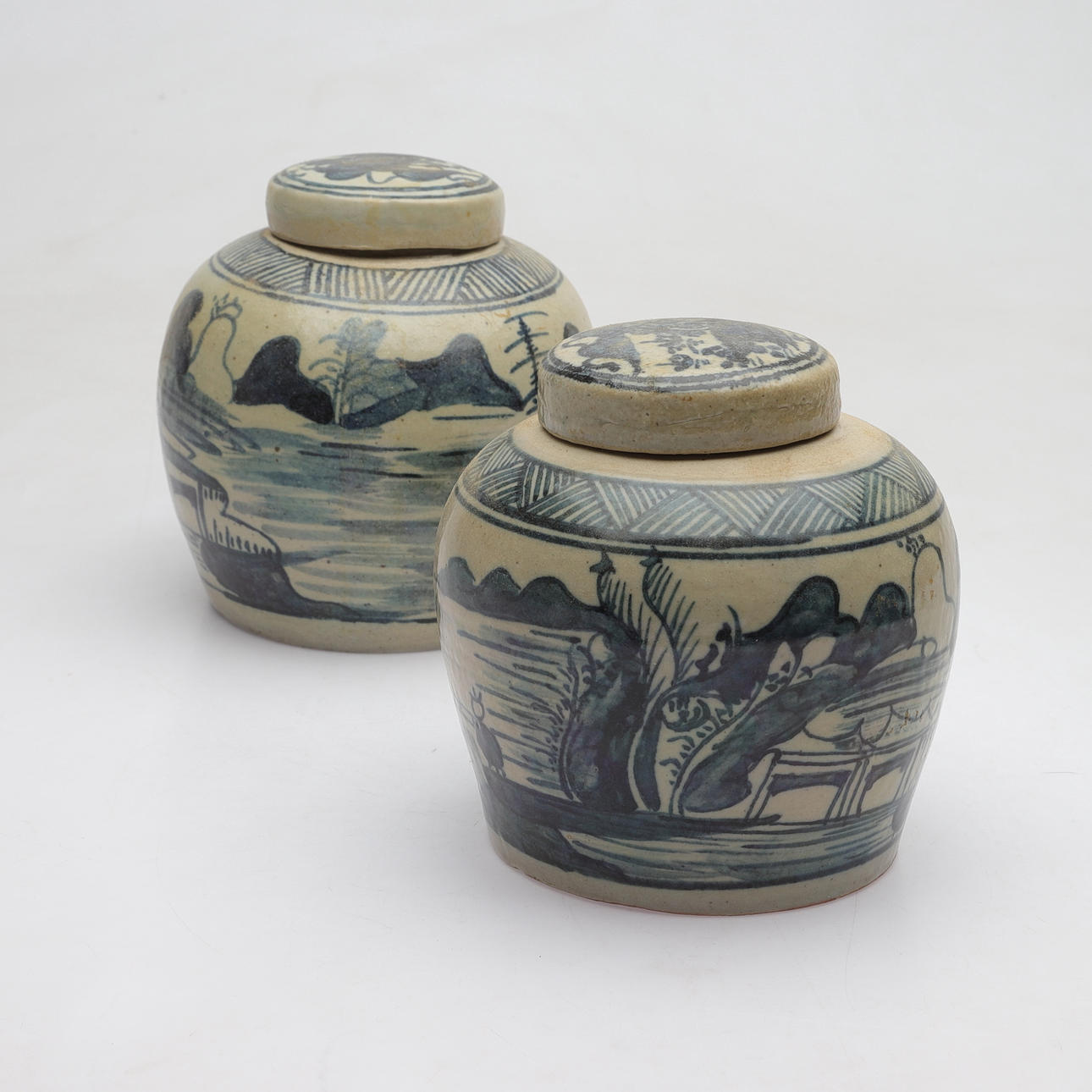 BOJANER, 2 st, porslin, Asien, 1900-tal.