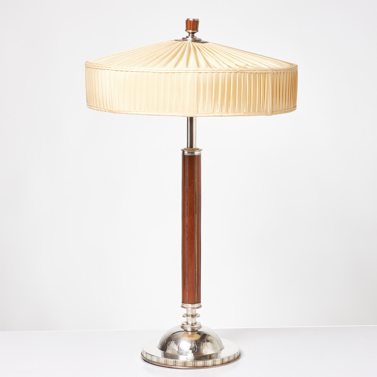 TABLE LAMP, Silver and mahogany, Swedish Modern.