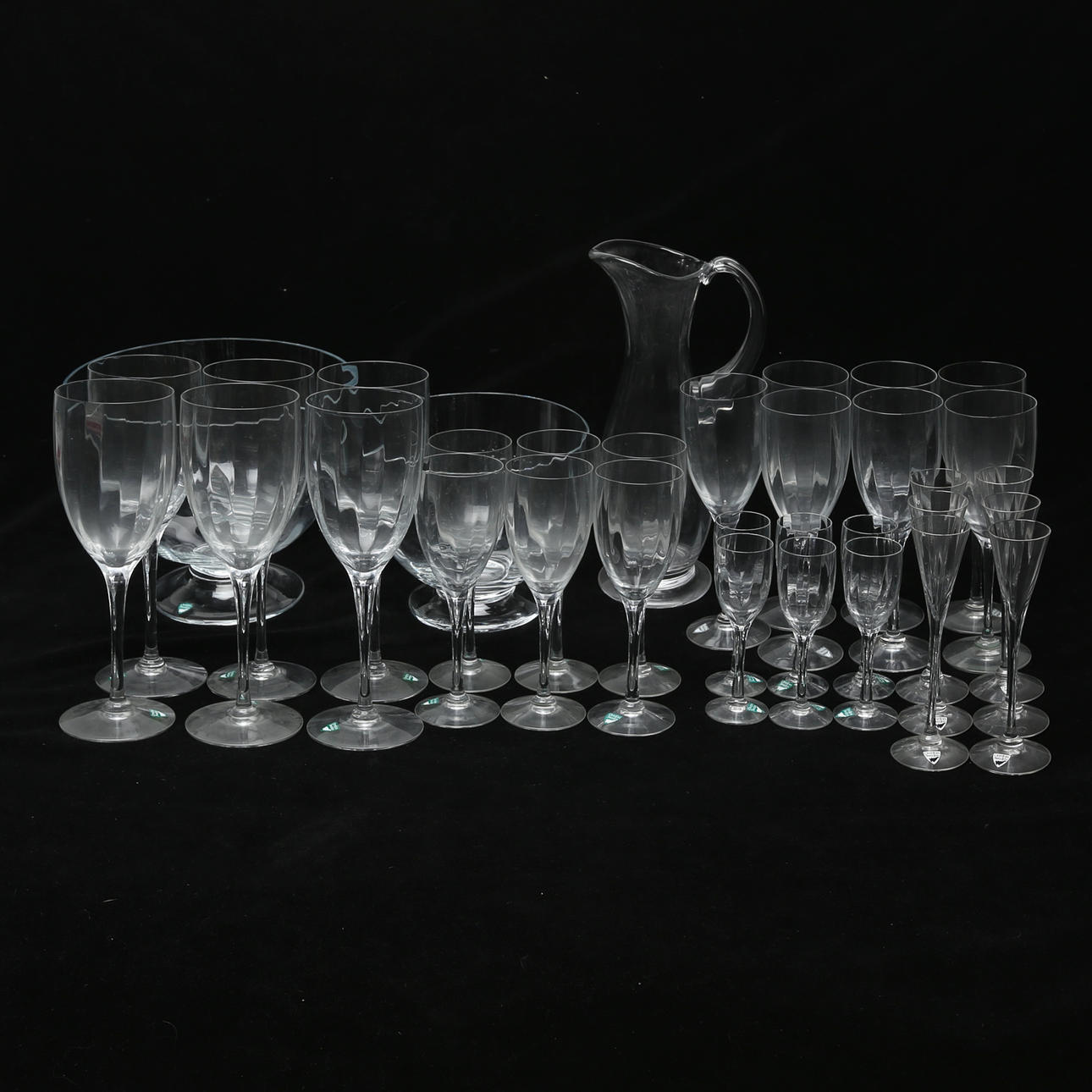 A 34-piece glass tableware set, Orrefors.