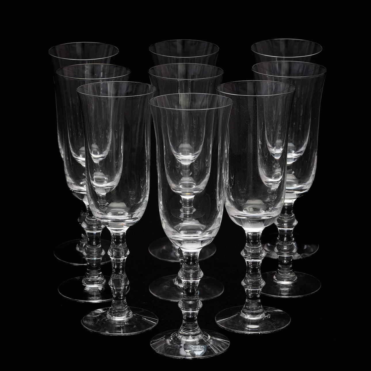 SIMON GATE. Champangeglas, 9 st, "Salut", Orrefors.