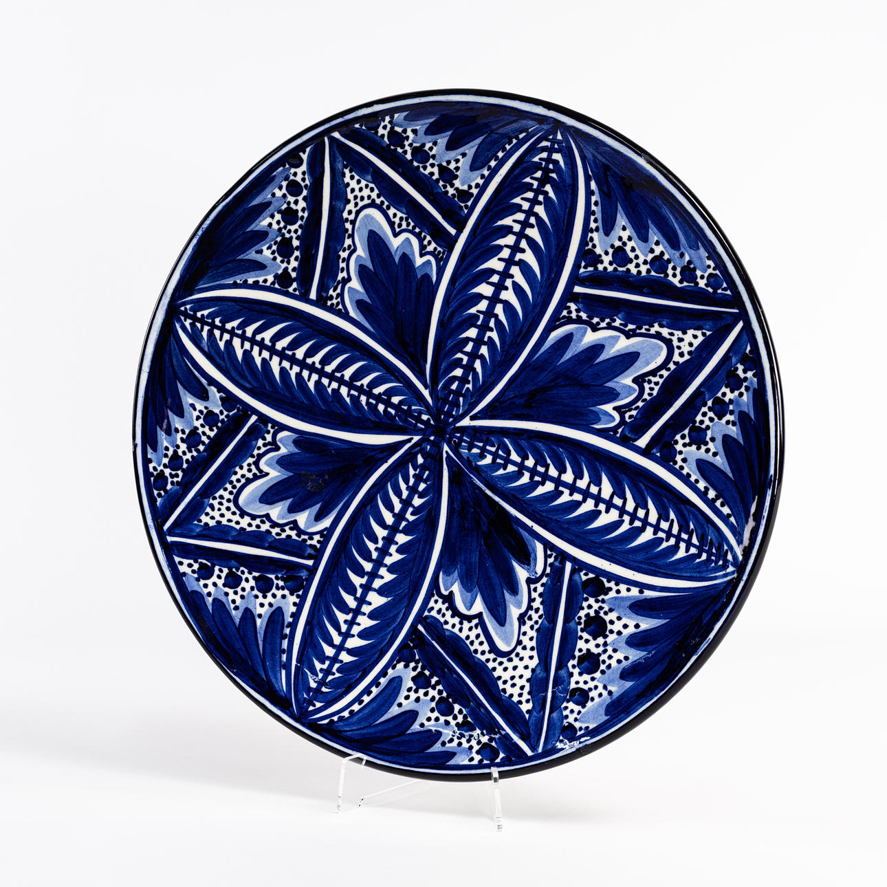 DISH, blue glaze, diameter 41 cm.