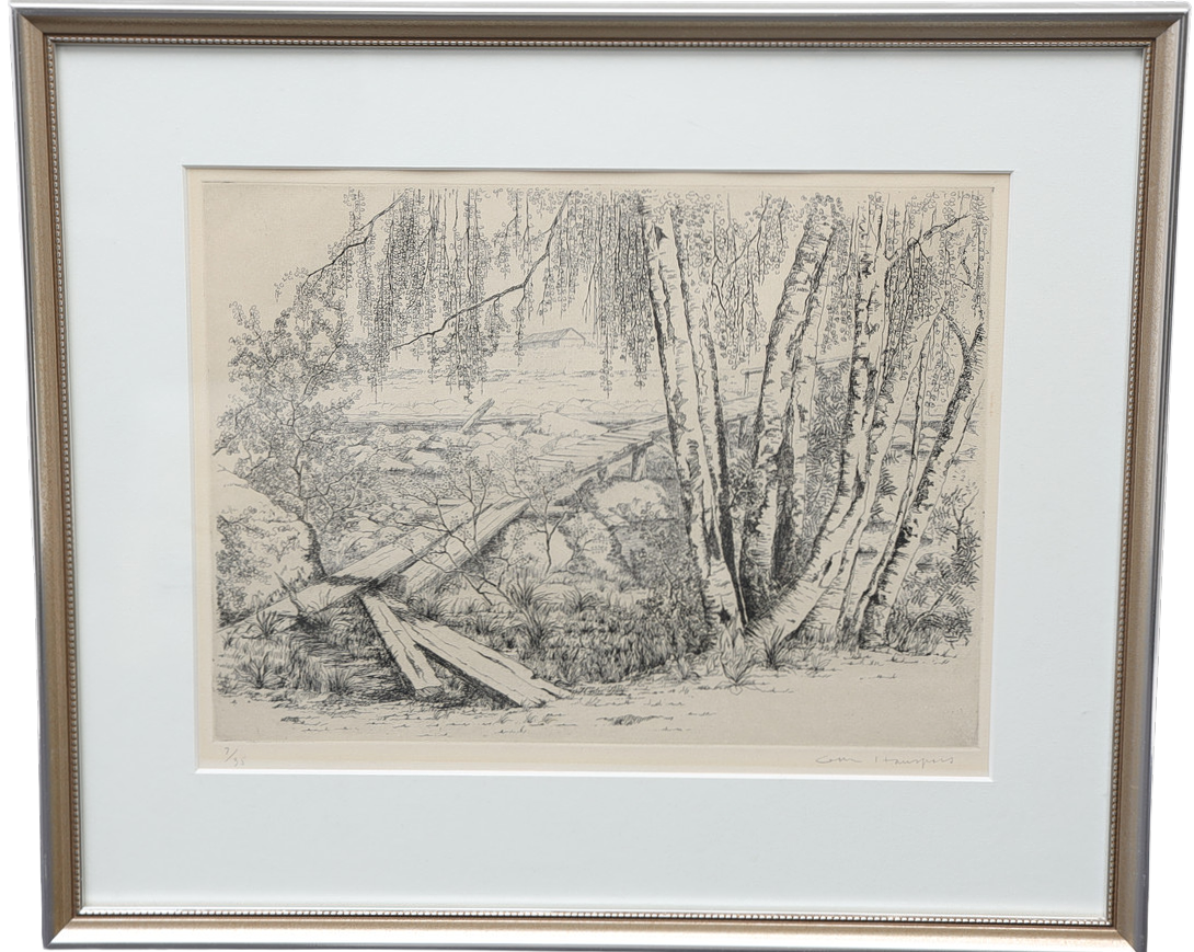 OLLE HANSPERS. Forest picture, signed and numbered.