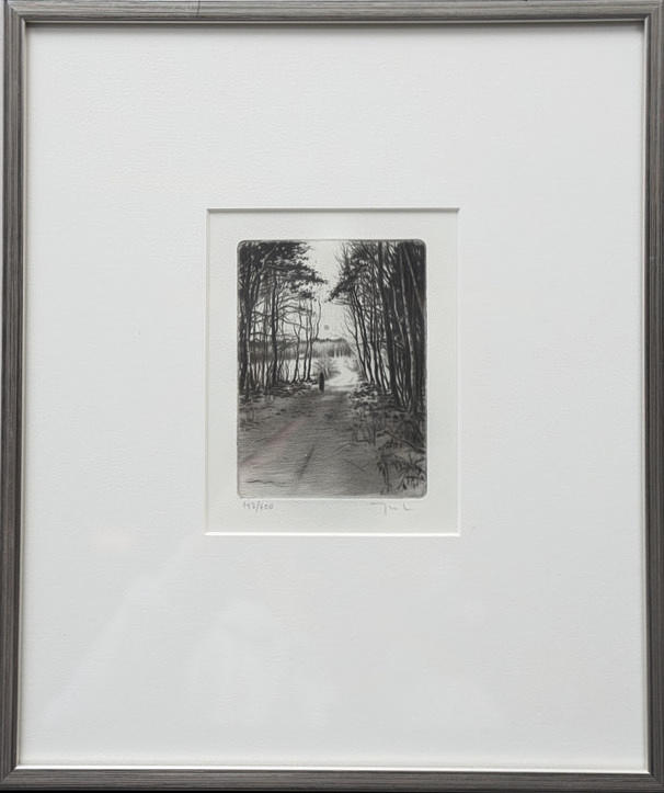 JAN LAGGAR. Forest road with figure, signed and numbered.