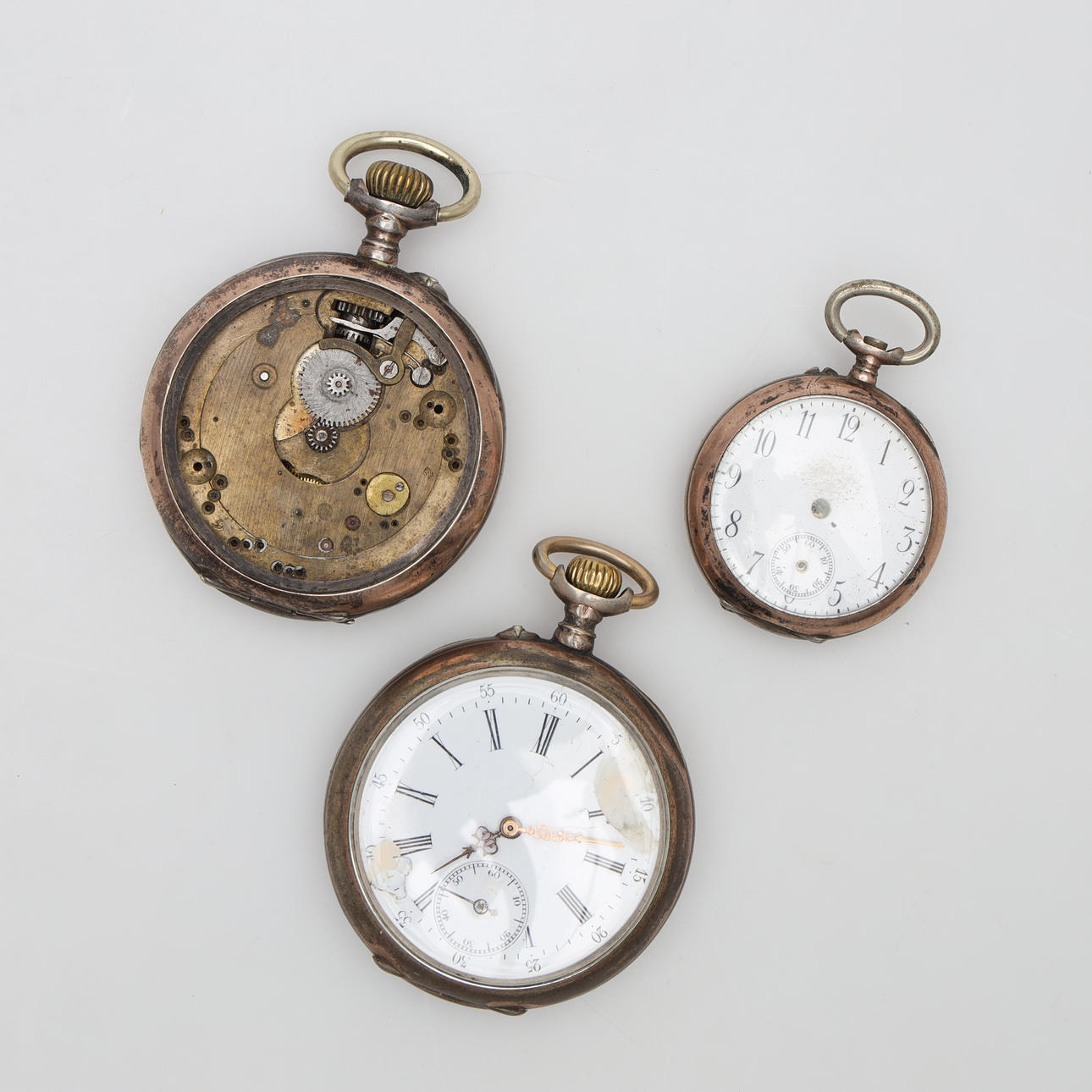 POCKET WATCH 3 pieces. Silver/metal.