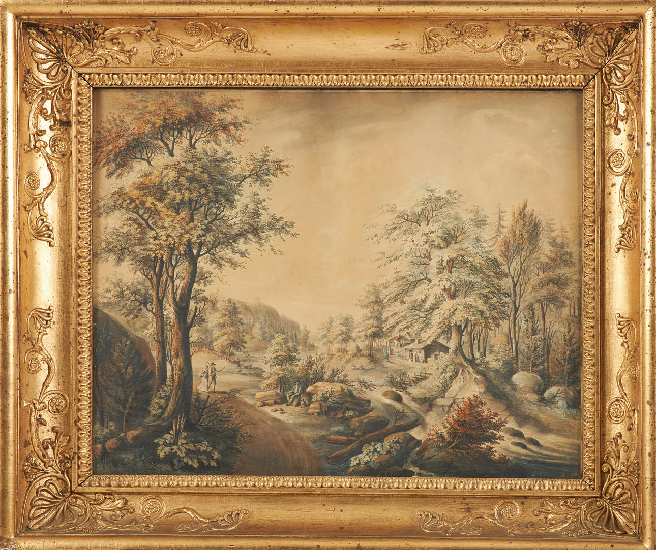 OIDENTIFIERAD KONSTNÄR. pastoral landscape, watercolour, indistinctly signed, dated 1802.