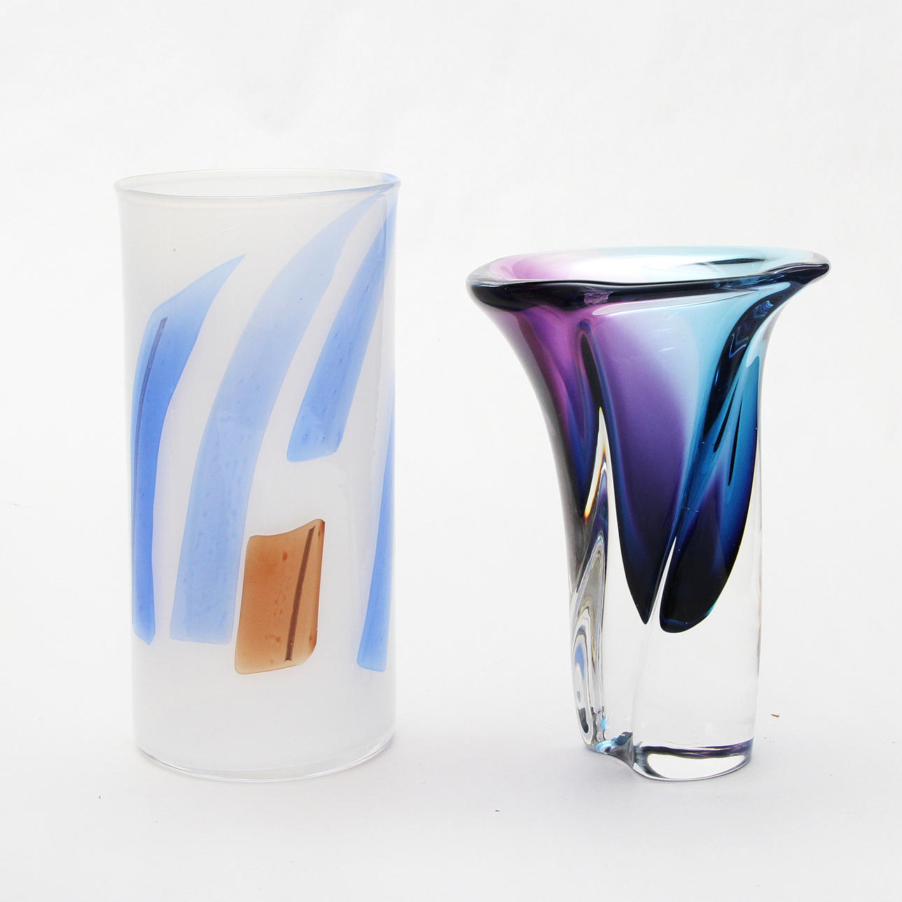 Two glass vases, unsigned.