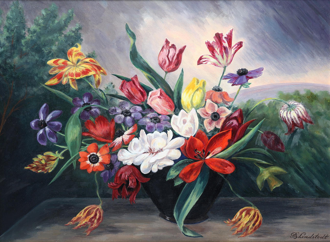 B. LINDSTEDT “Floral Still Life”.