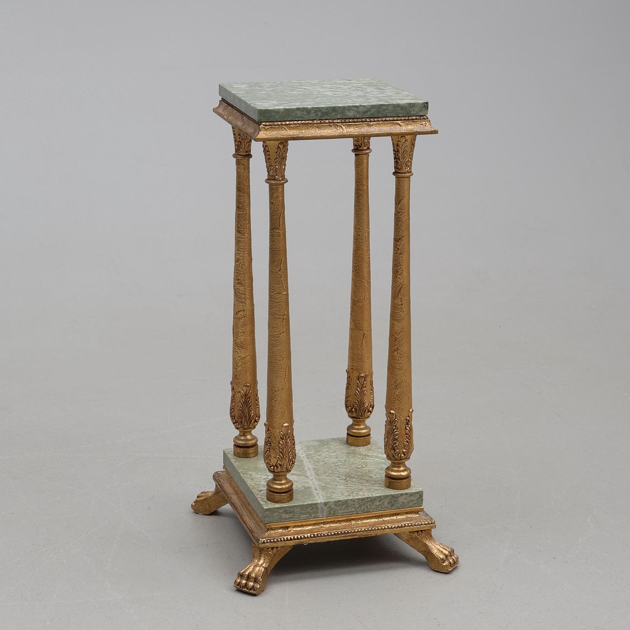 PEDESTAL, gilded with stone top.