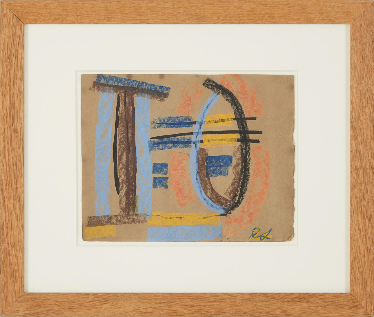 ROBERT JACOBSEN, Composition, mixed media on paper, monogram signed RJ.