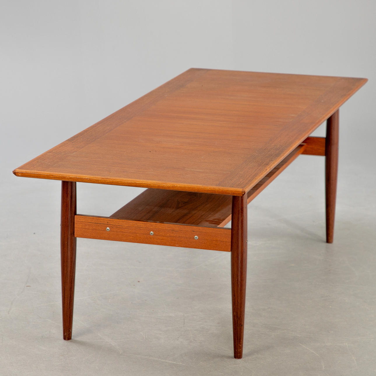 sofa table with shelf, teak wood, probably Denmark, 1960s.