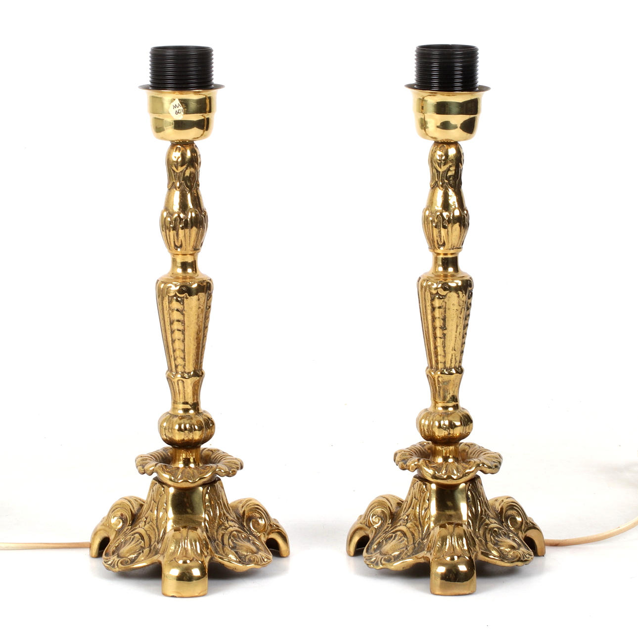 BORDSLAMPOR, ett par, mässing, 1900-tal.