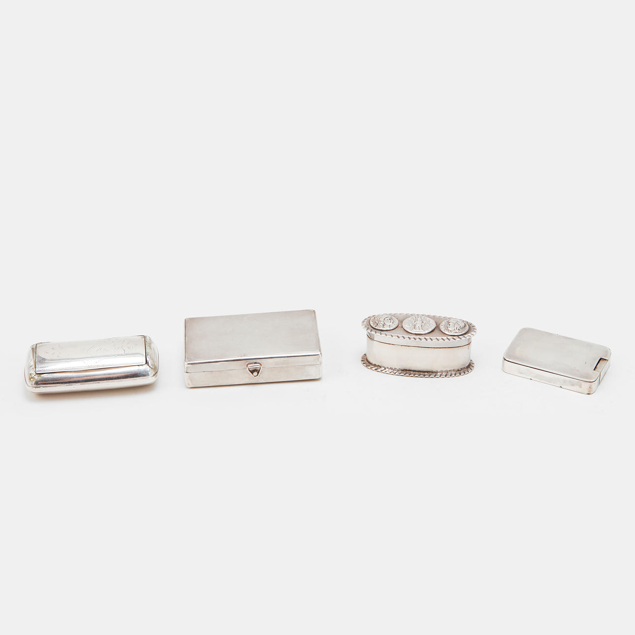 BOXES, 4 pcs, silver, weight approx. 238 grams.