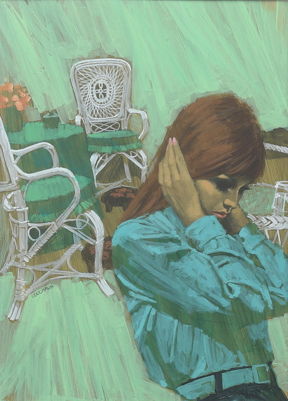 YRJÖ EDELMANN. Questionable woman. Gouache, signed.