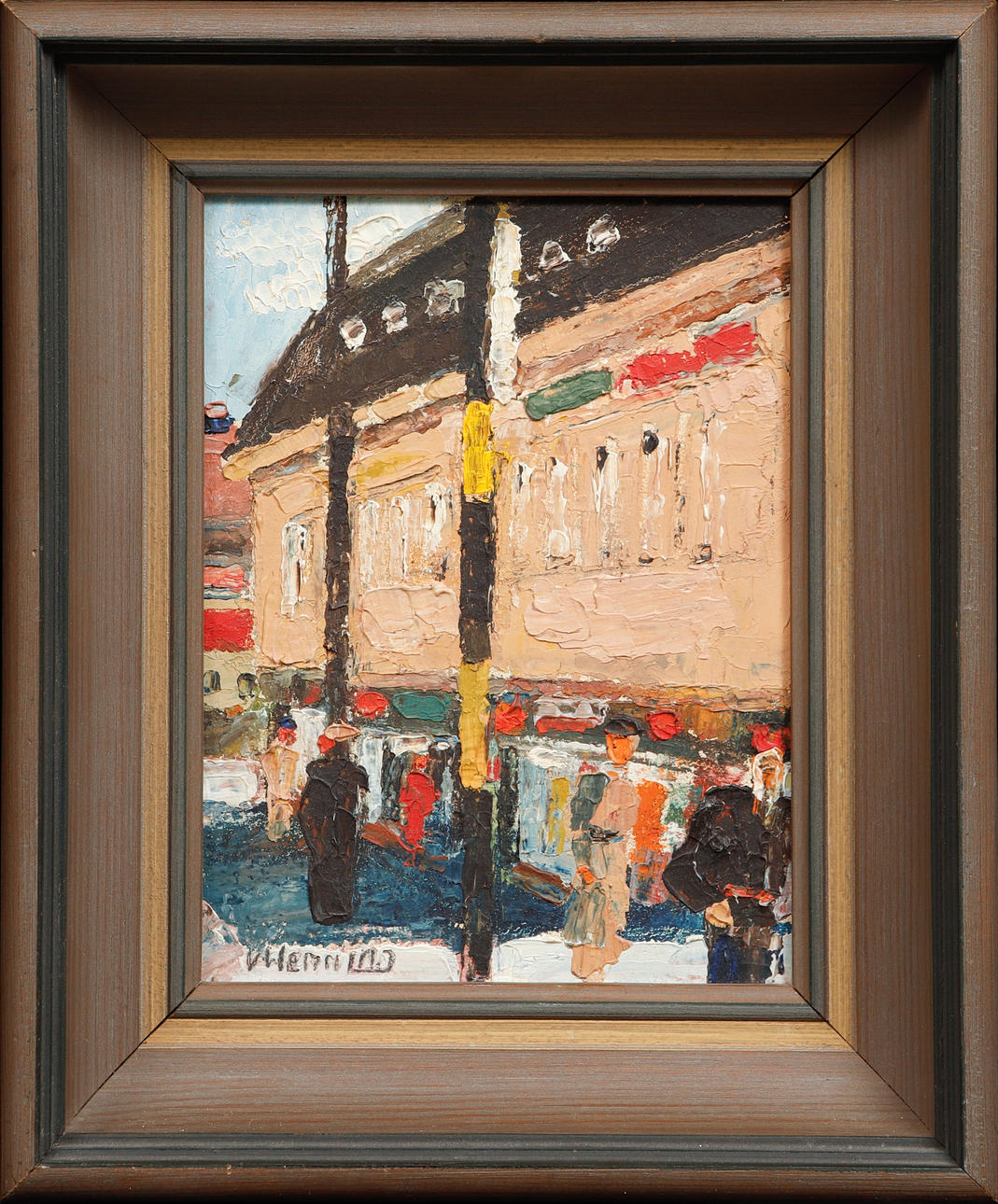 WILHELM HENNING. Cityscape, oil on panel, signed.