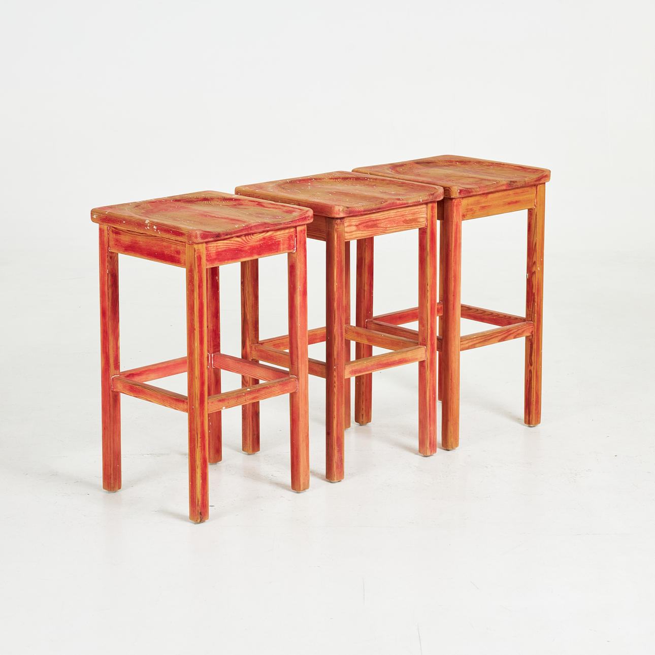 BAR STOOLS. 3 pieces, Nordiska Kompaniet, frame in pine.