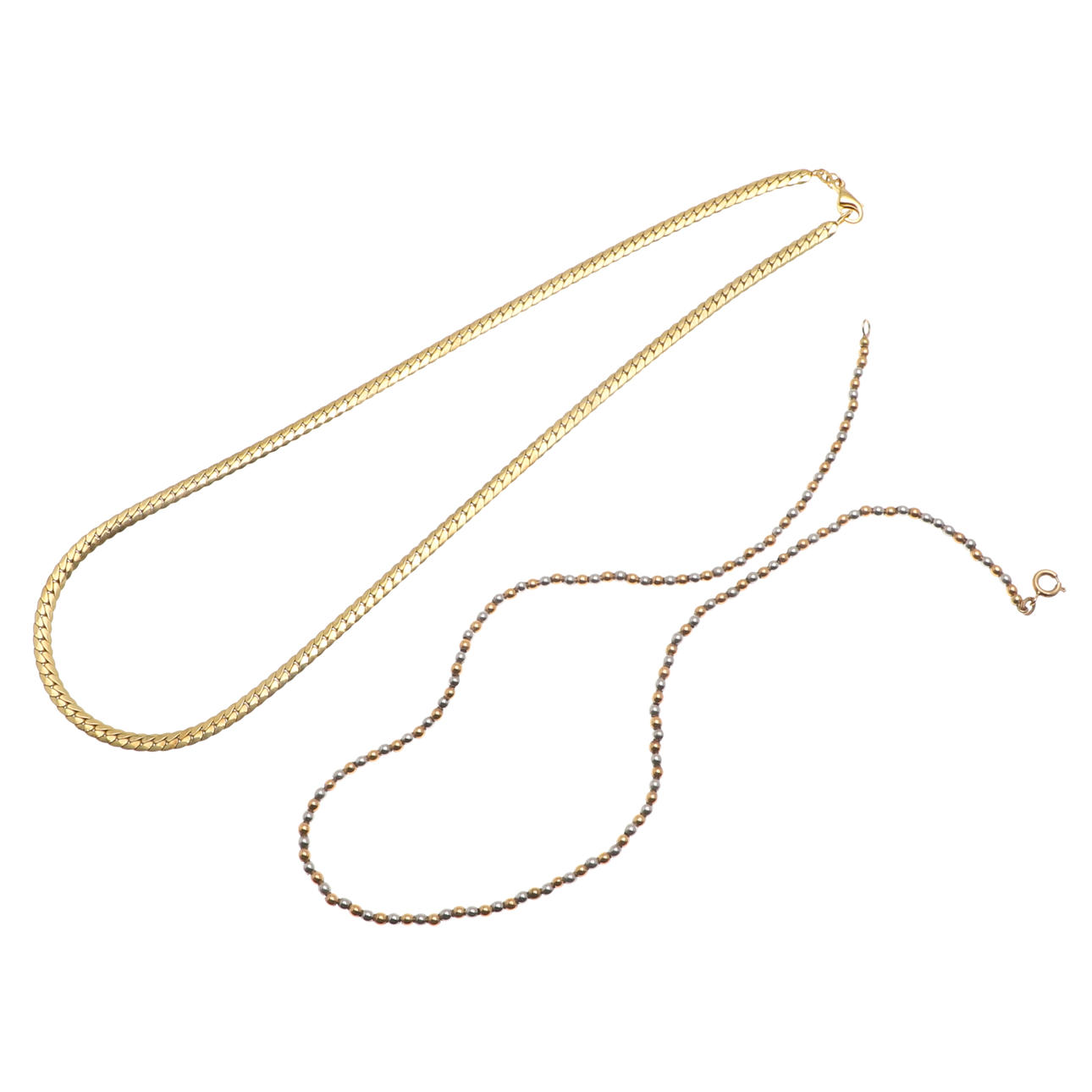 TWO 8CT GOLD NECKLACES.