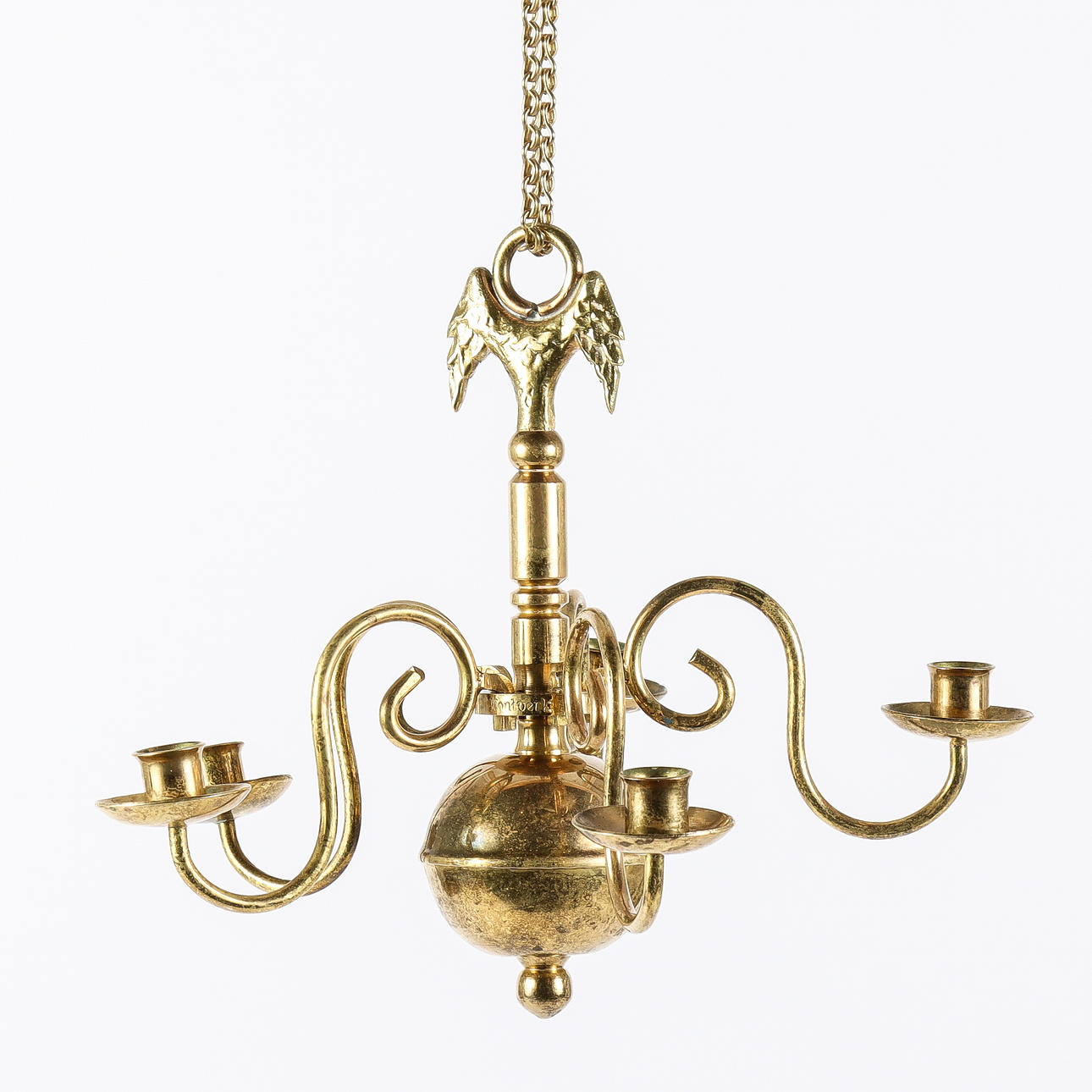 CHANDELIER AND CANDLESTICKS brass.